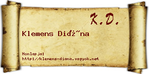 Klemens Diána névjegykártya